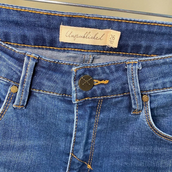 UNPUBLISHED Boutique brand Contrast Flare Wide Leg Denim Jeans - size 26 - Picture 7 of 9